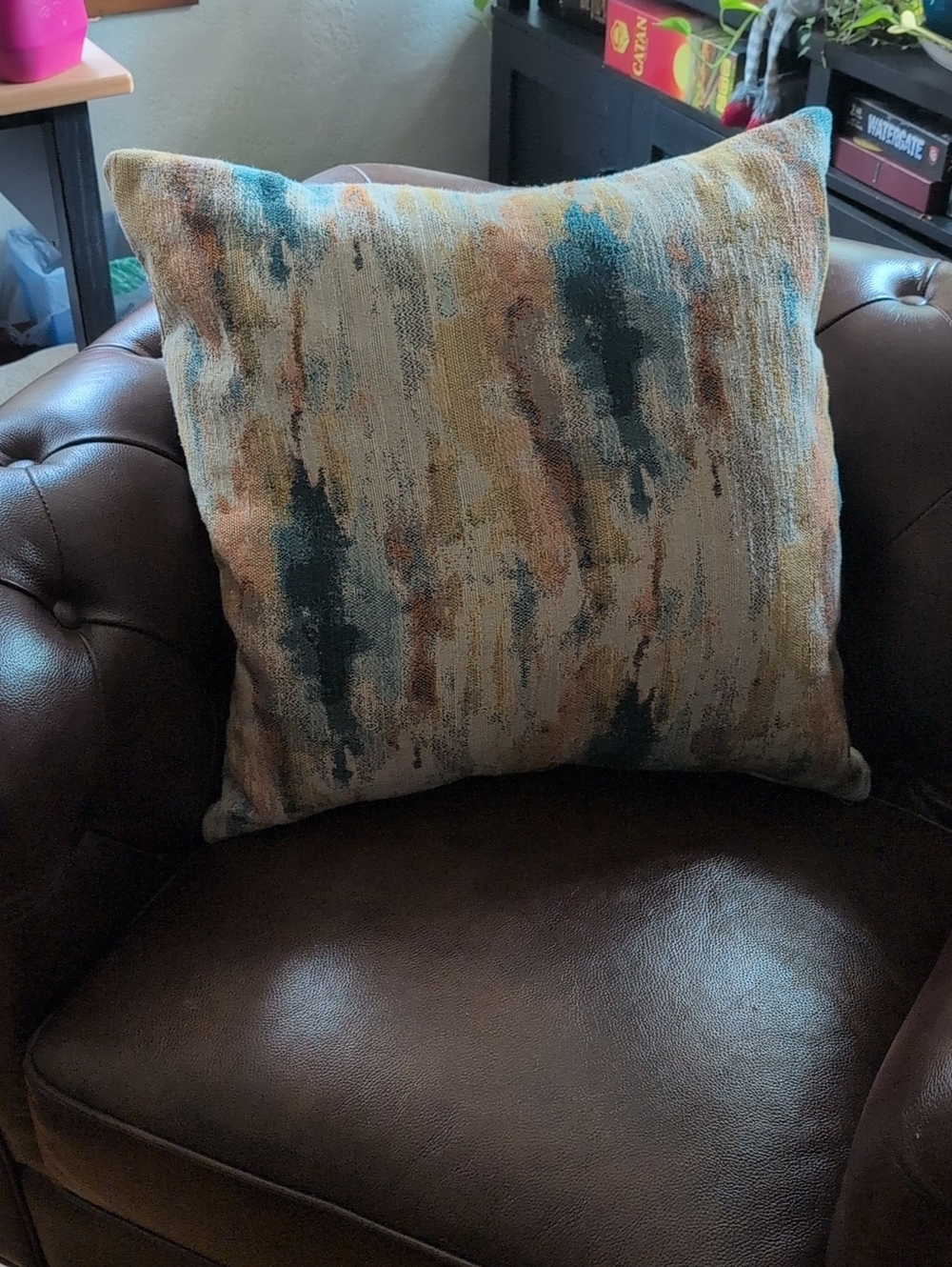 Decorative Abstract Teal and Beige Throw Pillow - Home Accents